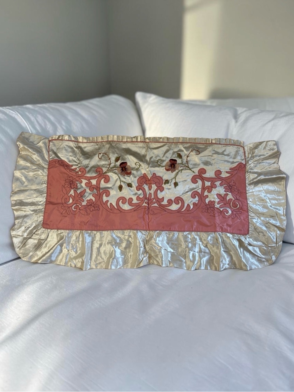 40’s Vintage Wedding Trousseau Pillow Sham Hollywood Regency/Mid-Century Boudoir